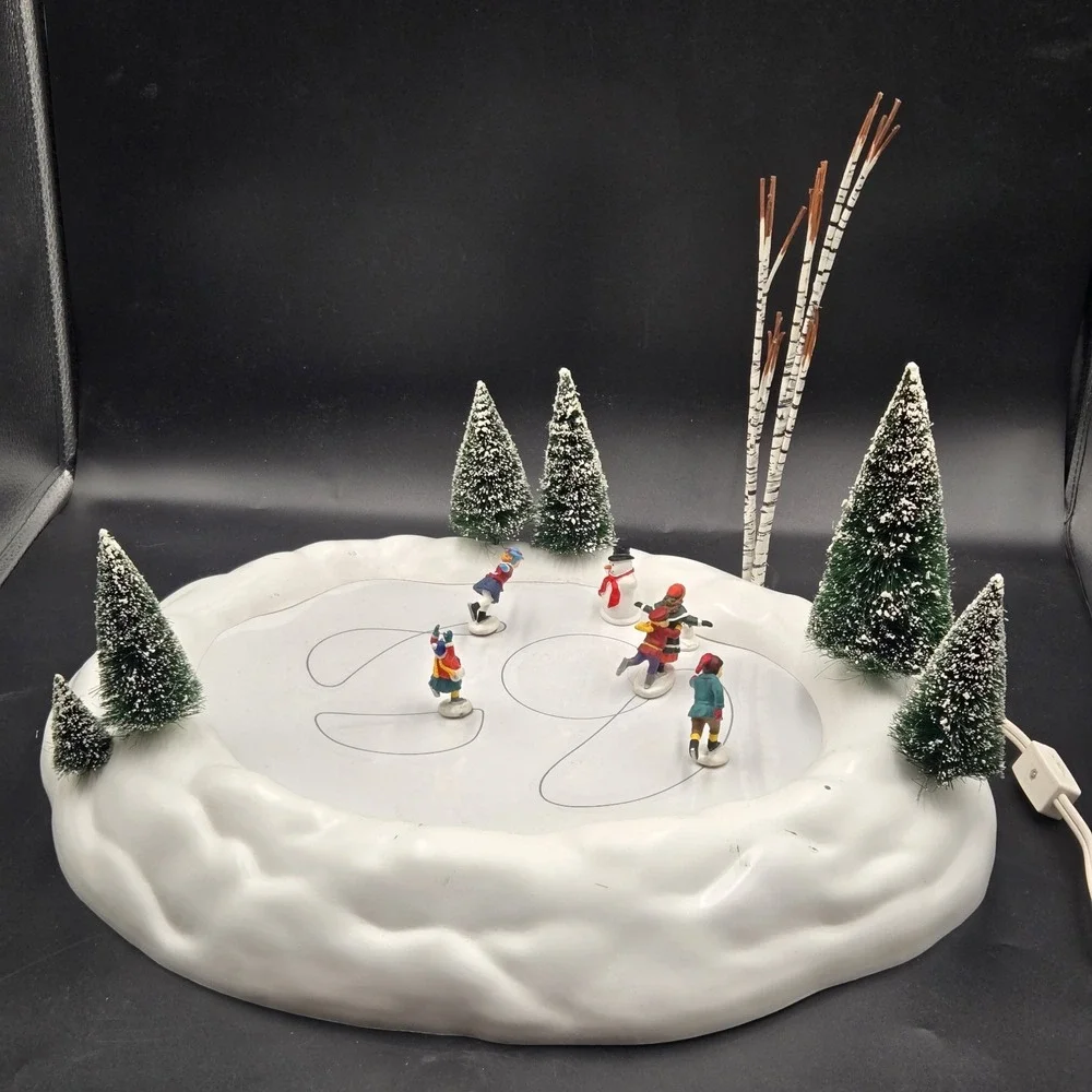 Department 56 Christmas Village Animated Skating Pond Tested Working See Video
